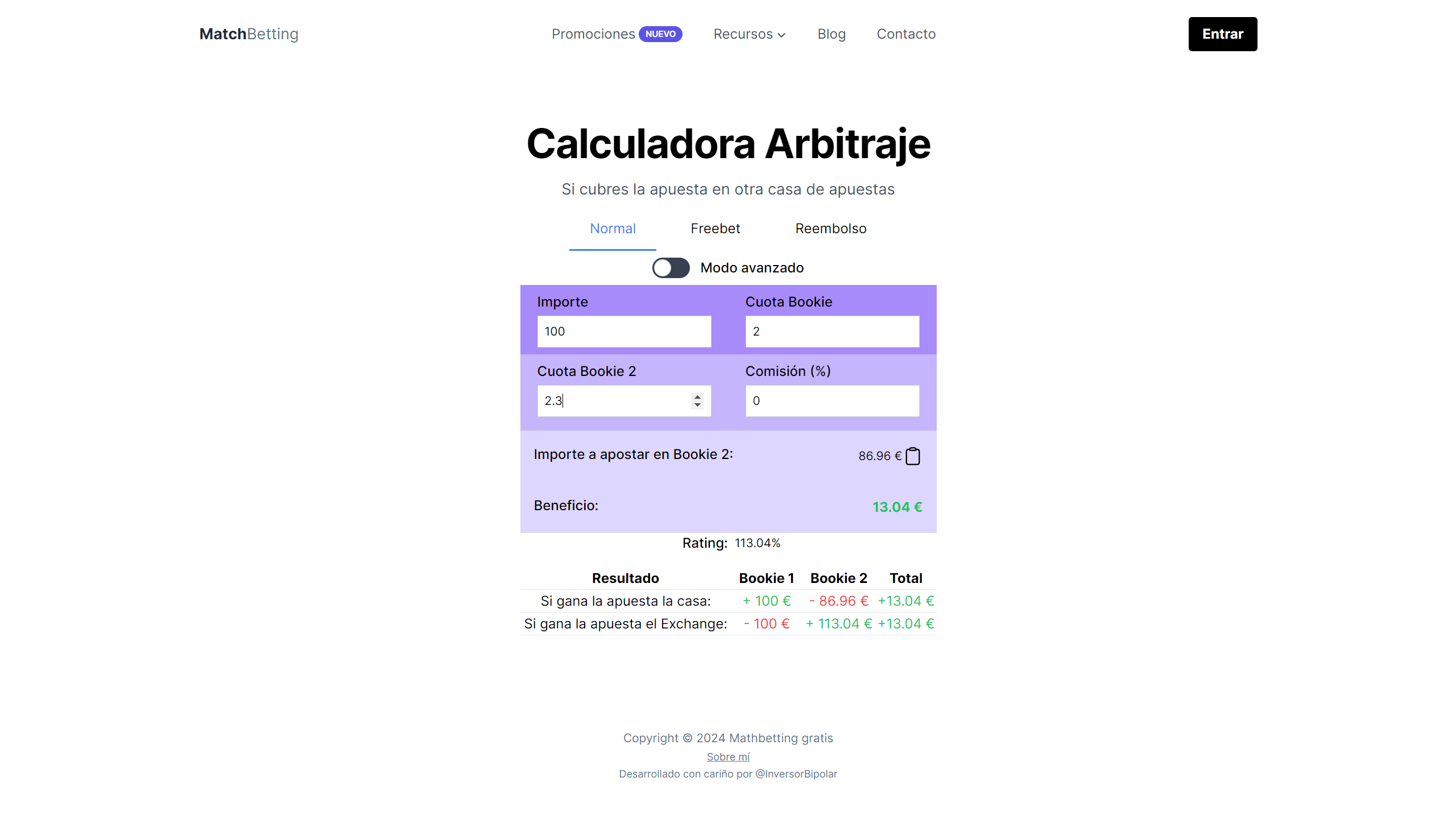 matchbetting calculator